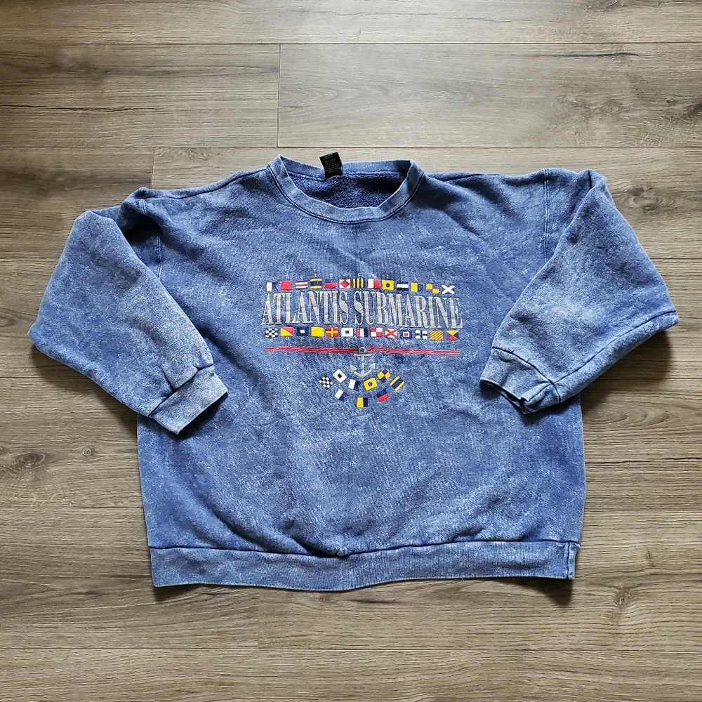 Vintage Atlantis Submarine Tie Dye Islander Nautical Crewneck Sweater Mens Large